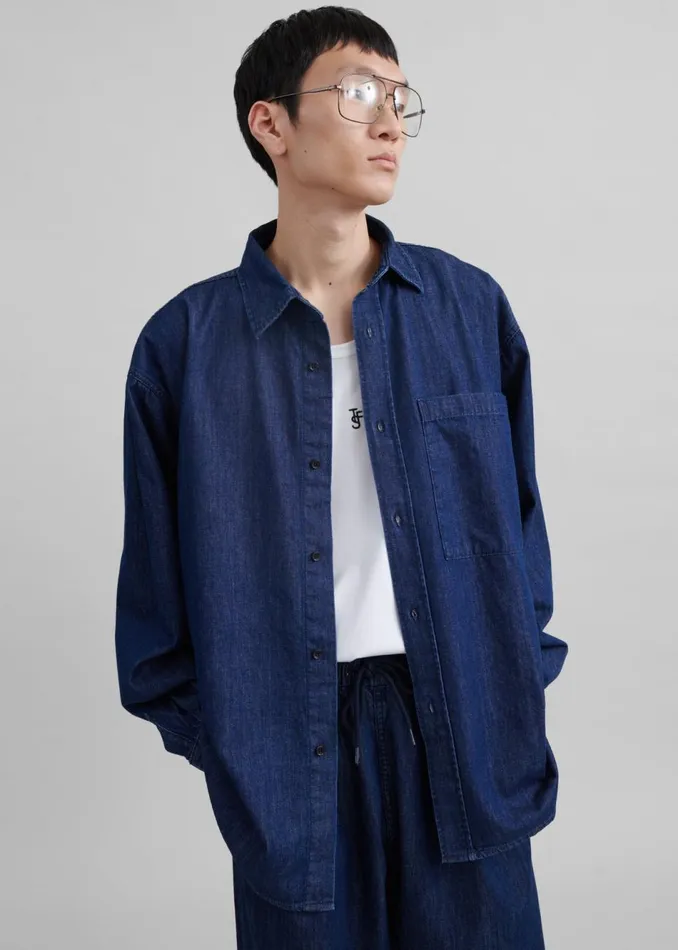 Men The Frankie Shop Tops Tanner Denim Shirt Raw Wash