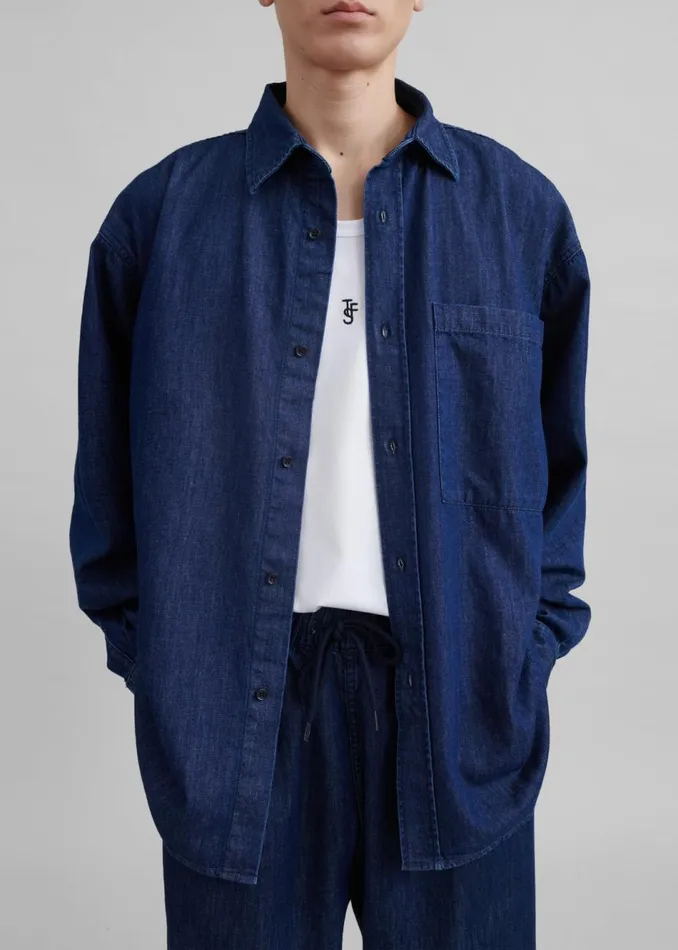 Men The Frankie Shop Tops Tanner Denim Shirt Raw Wash