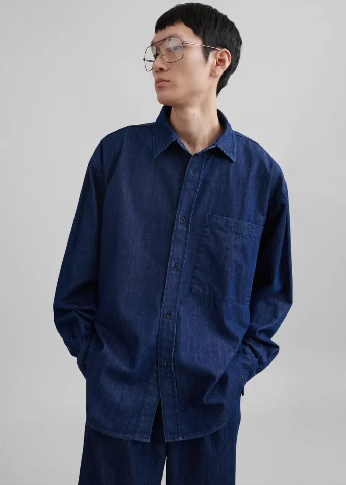 Men The Frankie Shop Tops Tanner Denim Shirt Raw Wash
