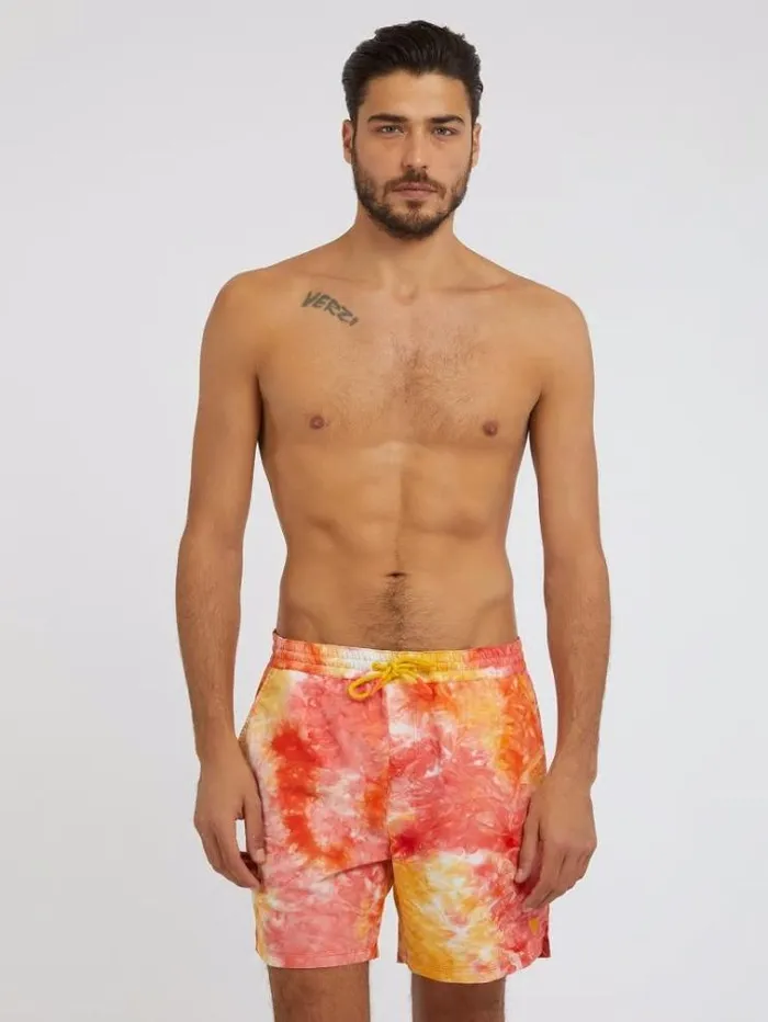 Men Tie Dye Medium Swim Trunk Multicolor Pattern Guess Beachwear