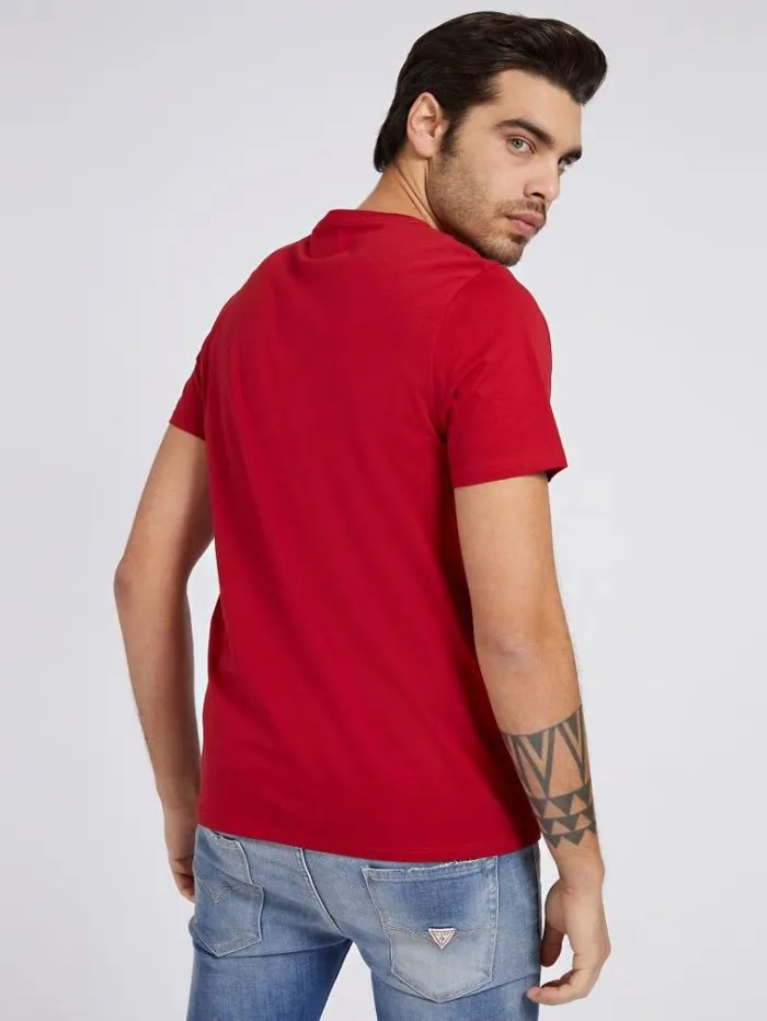 Men Toneontone Logo Tshirt Red Guess Tshirts And Polo Shirts