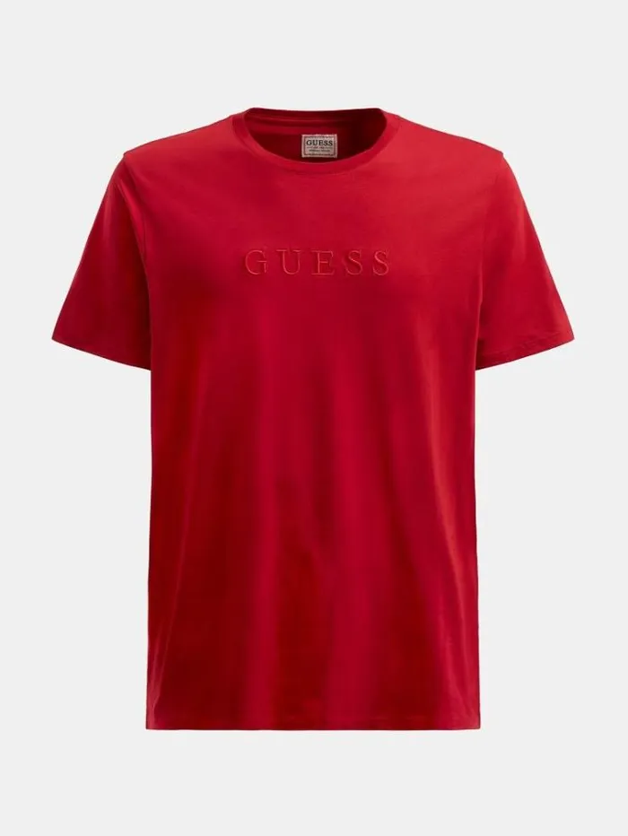 Men Toneontone Logo Tshirt Red Guess Tshirts And Polo Shirts