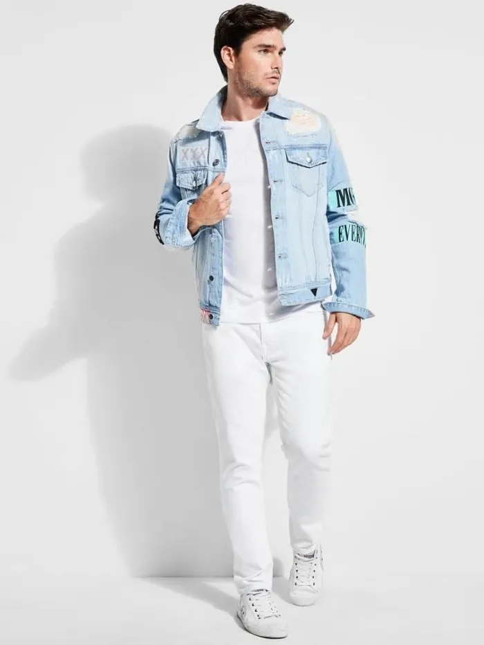 Men Toneontone Logo Tshirt White Guess Tshirts And Polo Shirts