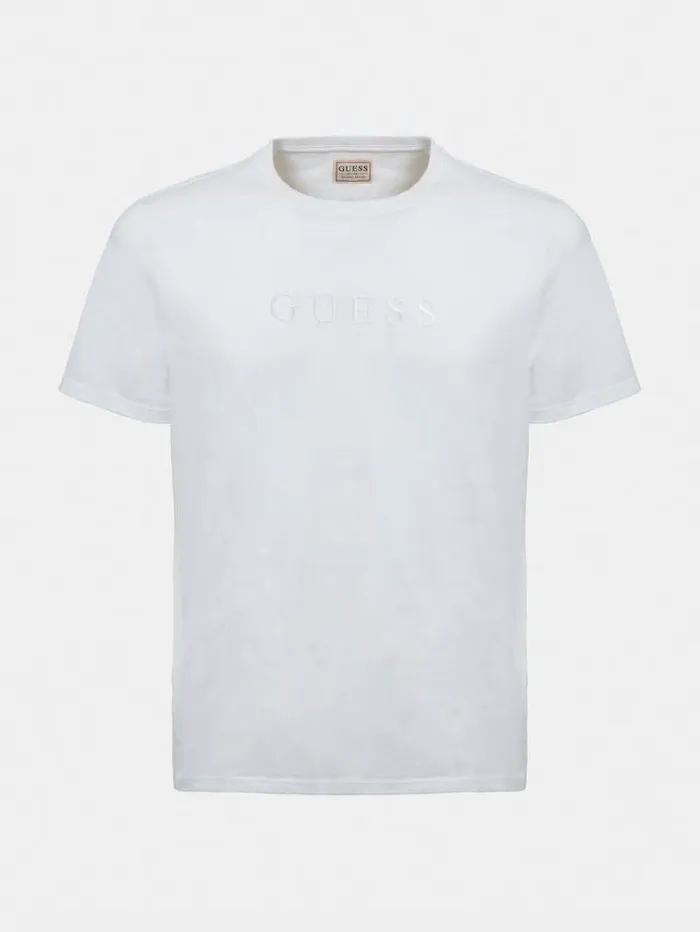 Men Toneontone Logo Tshirt White Guess Tshirts And Polo Shirts