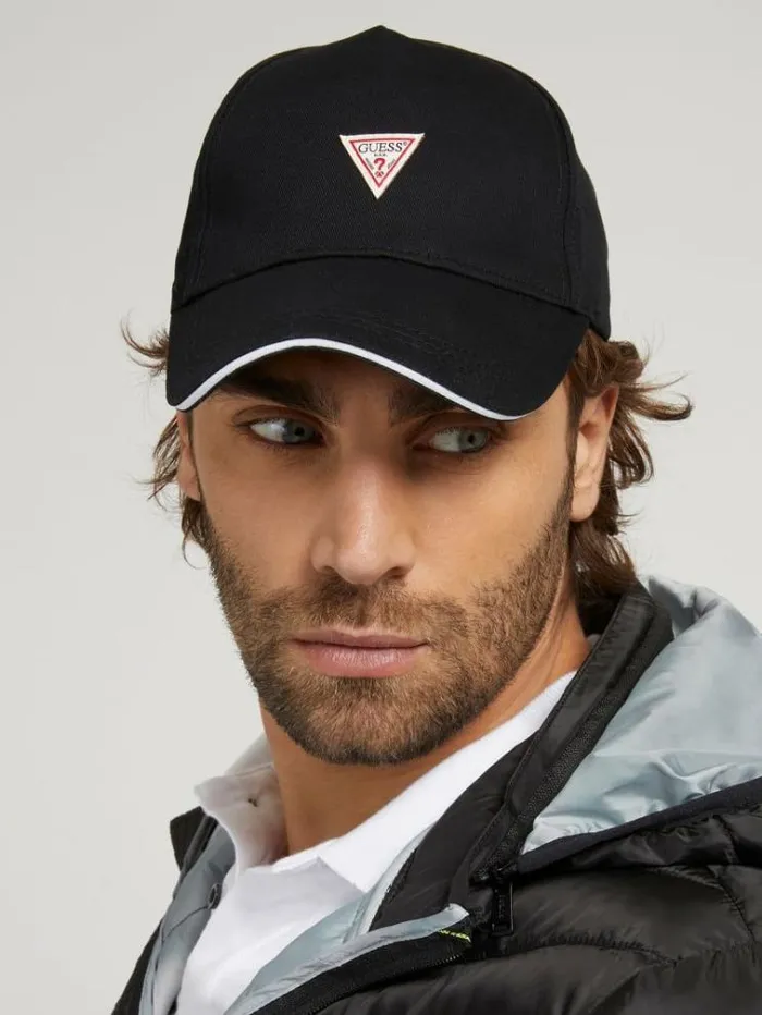 Men Triangle Logo Baseball Cap Black Guess Scarves Hats Gloves
