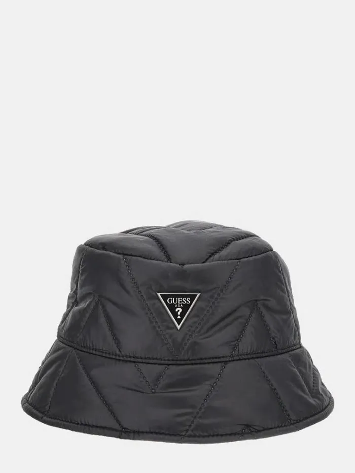 Men Triangle Logo Bucket Hat Black Guess Scarves Hats Gloves