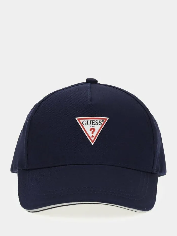 Men Triangle Logo Cap Blue Guess Scarves Hats Gloves