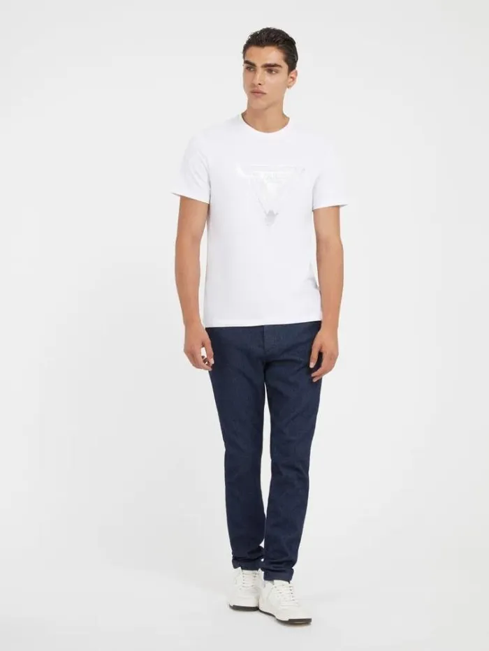 Men Triangle Logo Stretch Tshirt White Guess Tshirts And Polo Shirts