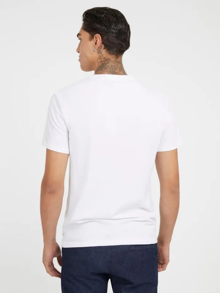 Men Triangle Logo Stretch Tshirt White Guess Tshirts And Polo Shirts