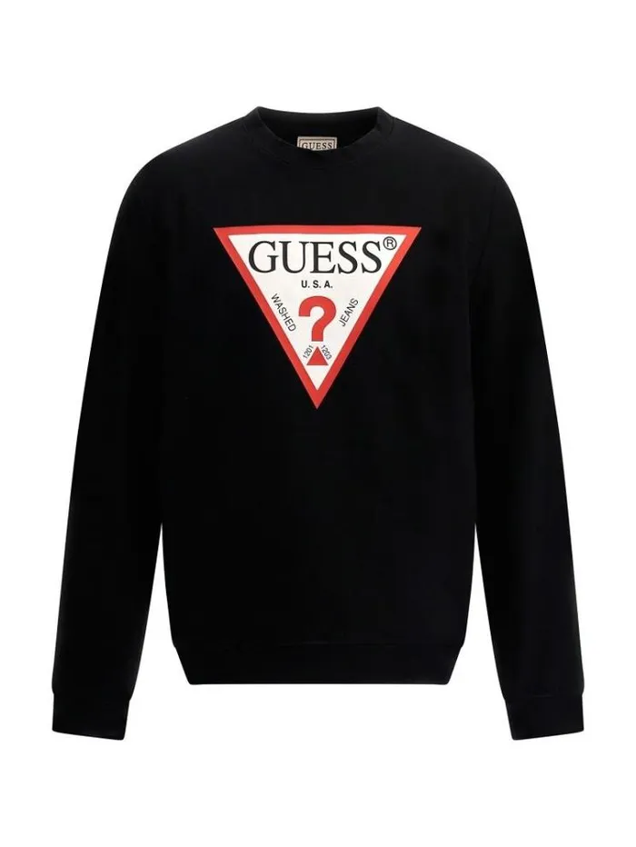 Men Triangle Logo Sweatshirt Black Guess Knitwear And Sweatshirts
