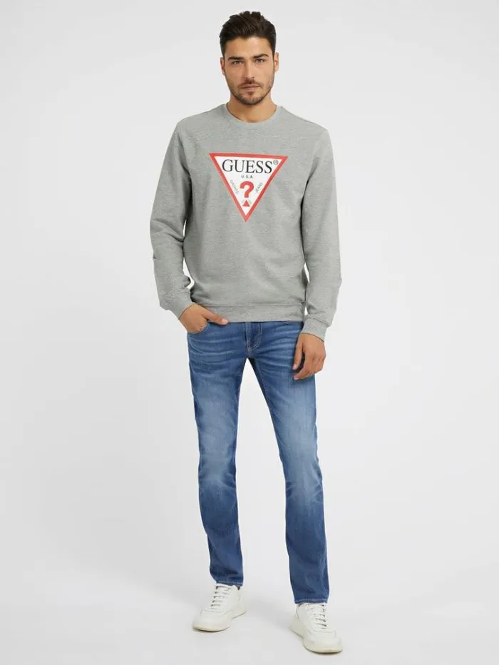 Men Triangle Logo Sweatshirt Grey Guess Knitwear And Sweatshirts