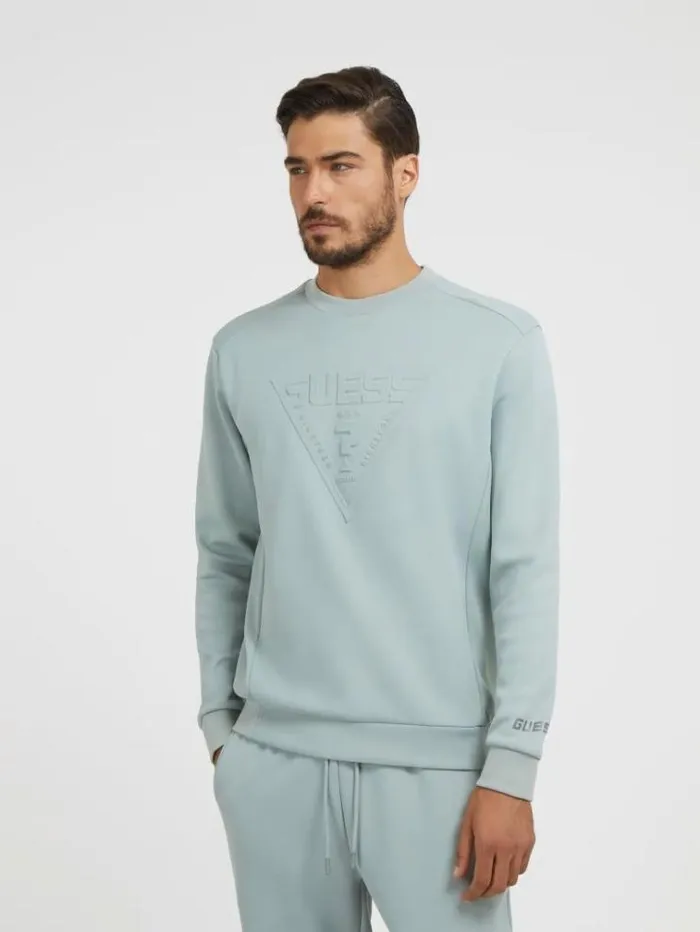 Men Triangle Logo Sweatshirt Light Blue Guess Knitwear And Sweatshirts