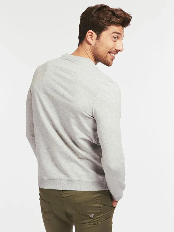 Men Triangle Logo Sweatshirt Light Grey Guess Knitwear And Sweatshirts