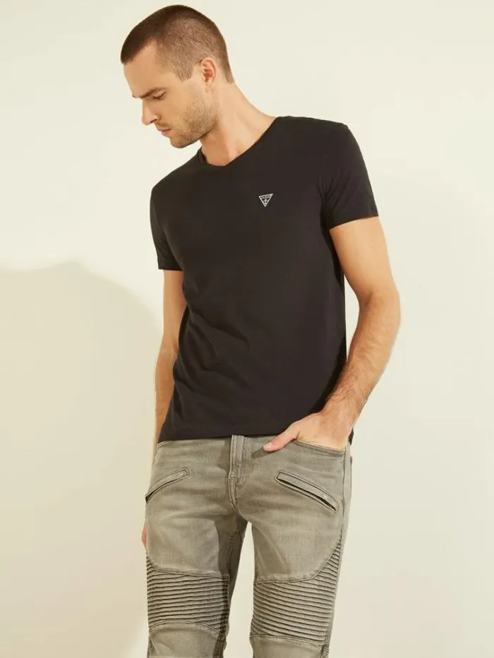 Men Triangle Logo Tshirt Black Guess Underwear