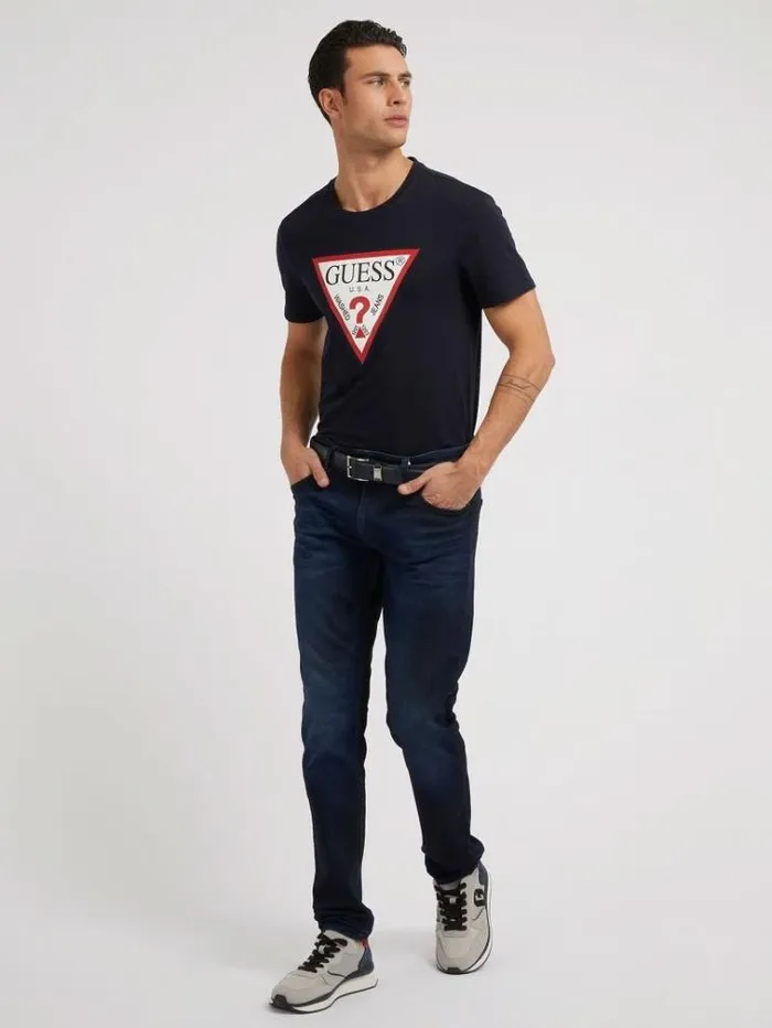 Men Triangle Logo Tshirt Blue Guess Tshirts And Polo Shirts