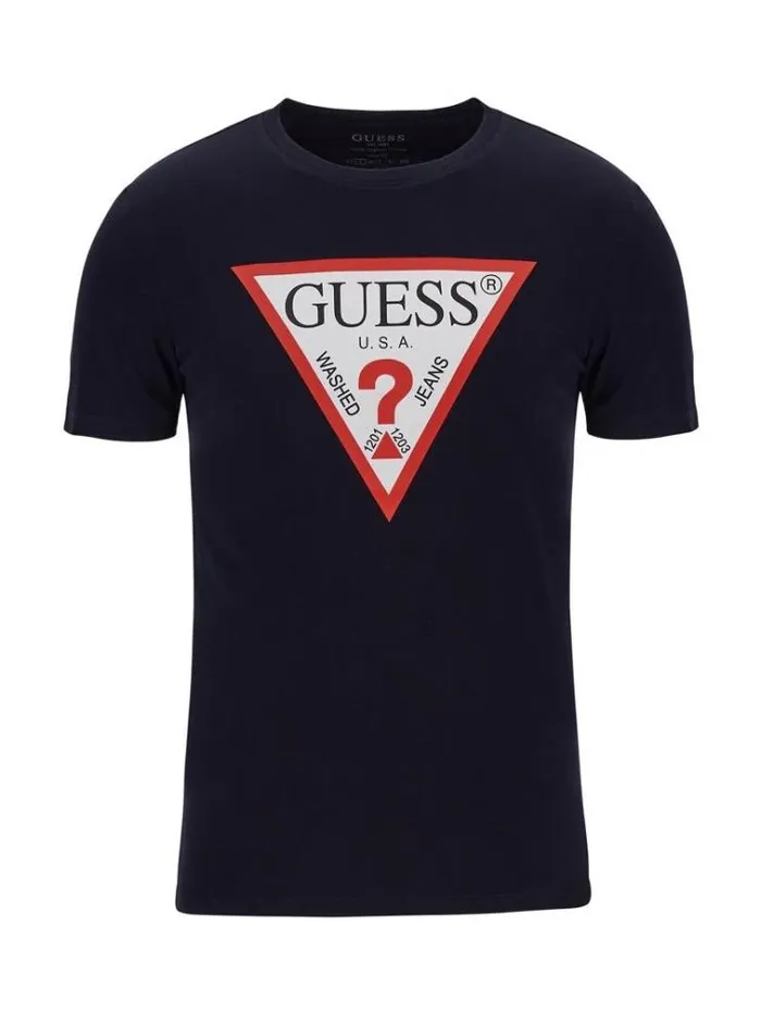 Men Triangle Logo Tshirt Blue Guess Tshirts And Polo Shirts