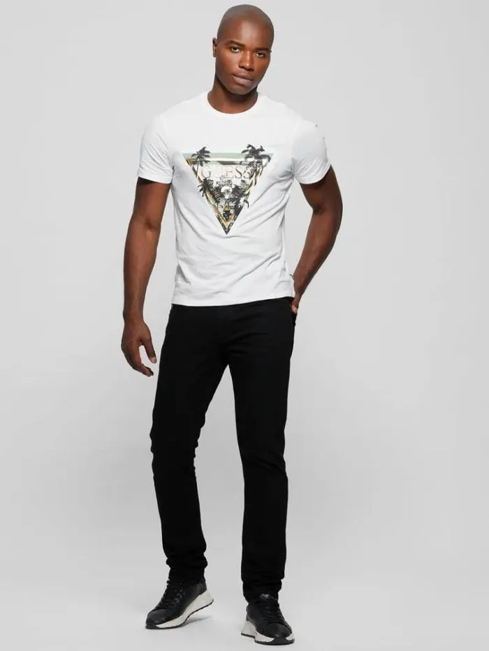 Men Triangle Logo Tshirt White Guess Tshirts And Polo Shirts