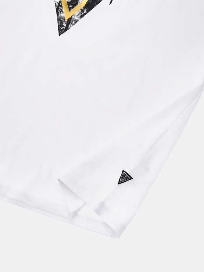 Men Triangle Logo Tshirt White Guess Tshirts And Polo Shirts