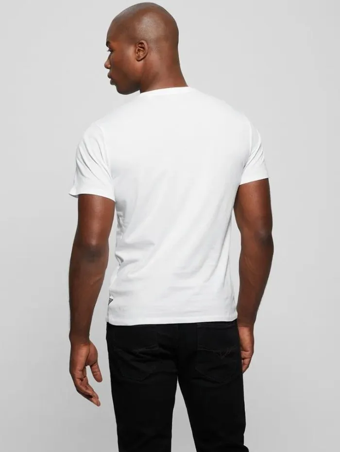 Men Triangle Logo Tshirt White Guess Tshirts And Polo Shirts