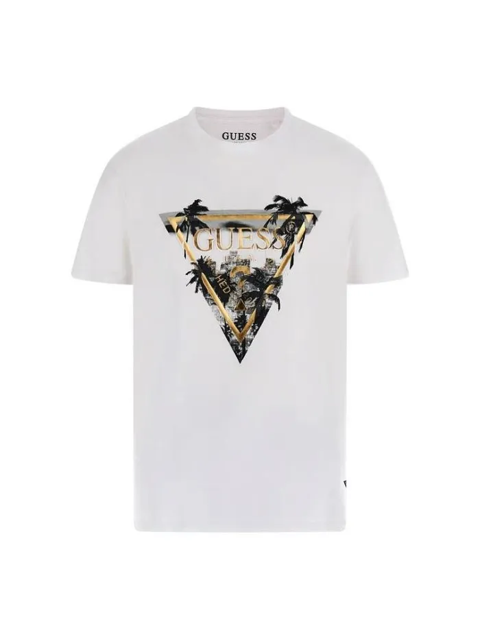 Men Triangle Logo Tshirt White Guess Tshirts And Polo Shirts