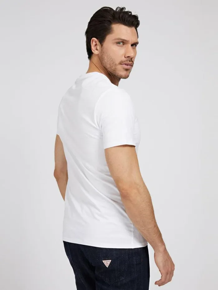 Men Triangle Logo Tshirt White Multi Guess Tshirts And Polo Shirts