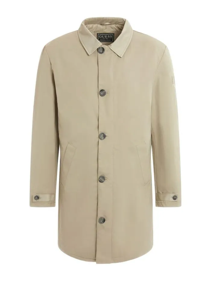 Men Twill Coat Beige Guess Coats And Jackets