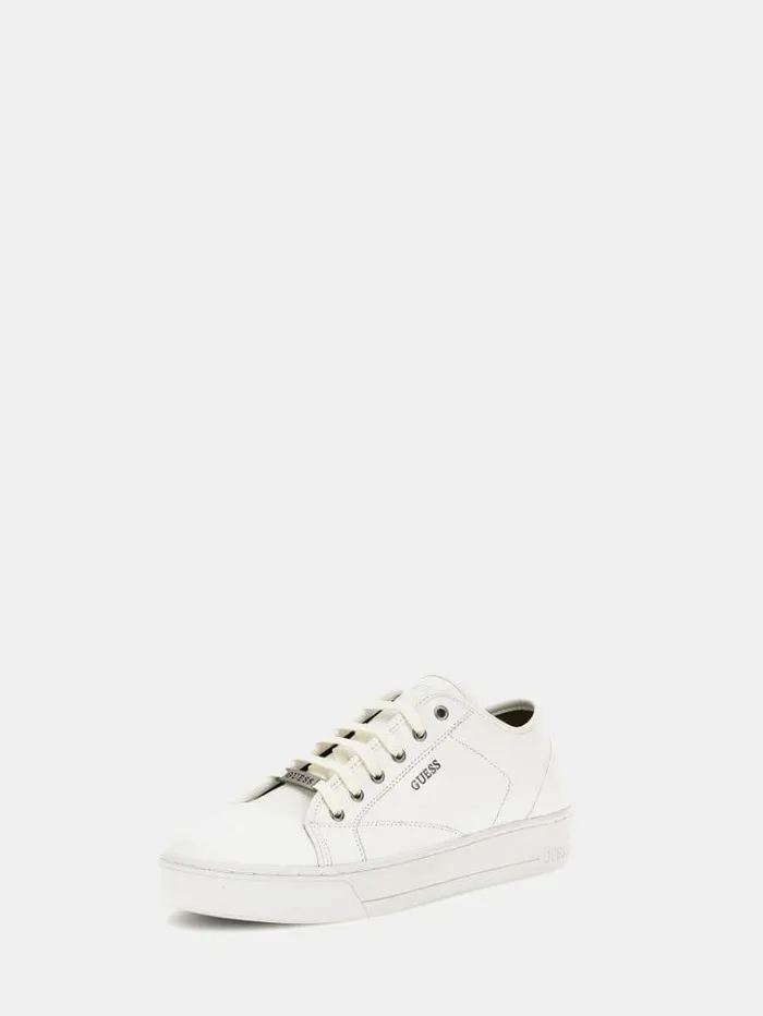 Men Udine Genuine Leather Sneaker White Guess Shoes