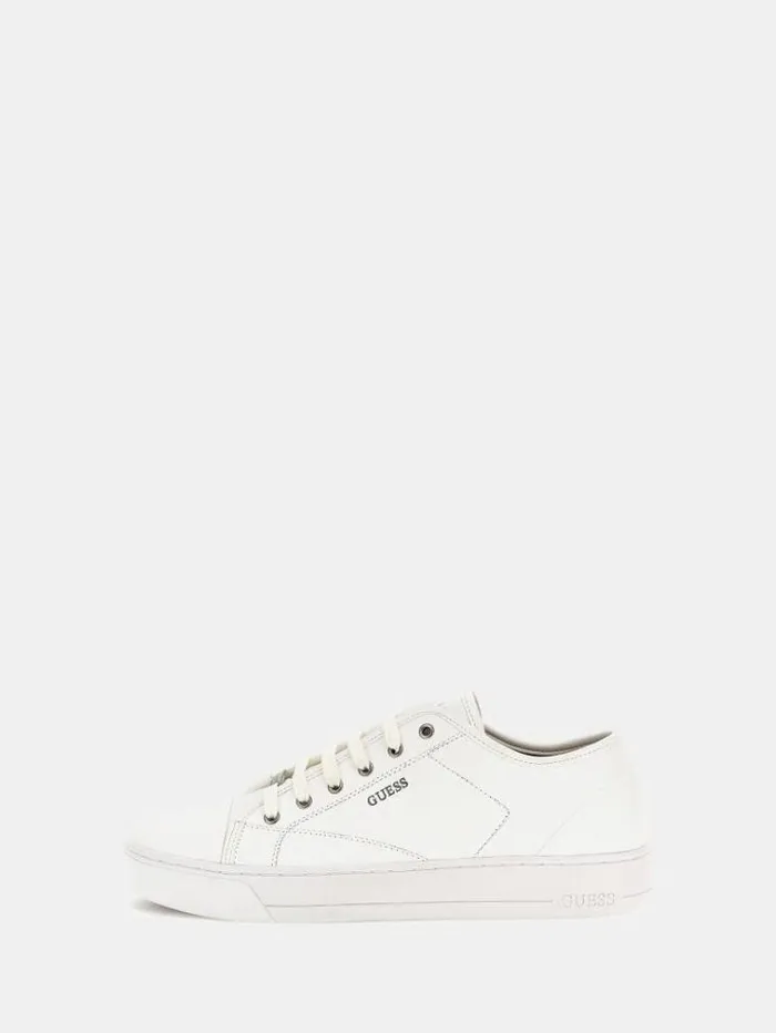 Men Udine Genuine Leather Sneaker White Guess Shoes