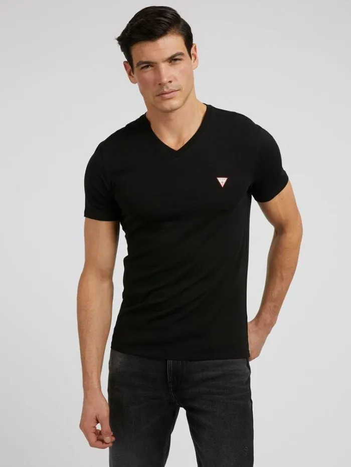 Men V Neck Tshirt Black Guess Tshirts And Polo Shirts