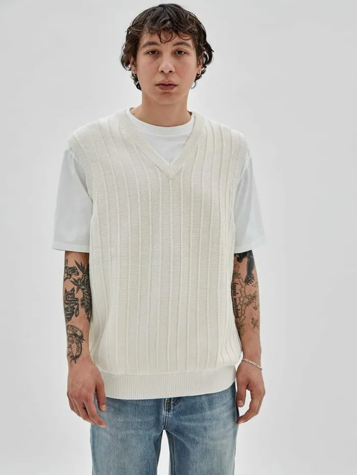 Men Vest Sweater White Guess Knitwear And Sweatshirts
