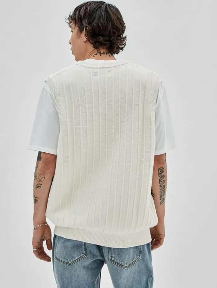 Men Vest Sweater White Guess Knitwear And Sweatshirts