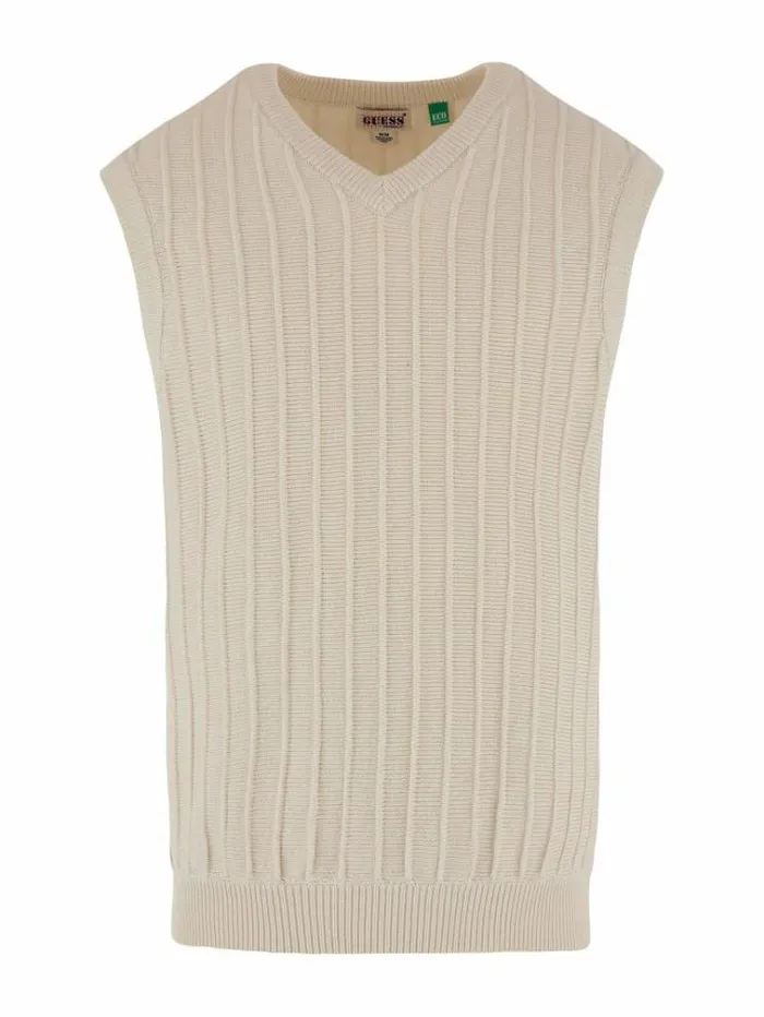 Men Vest Sweater White Guess Knitwear And Sweatshirts