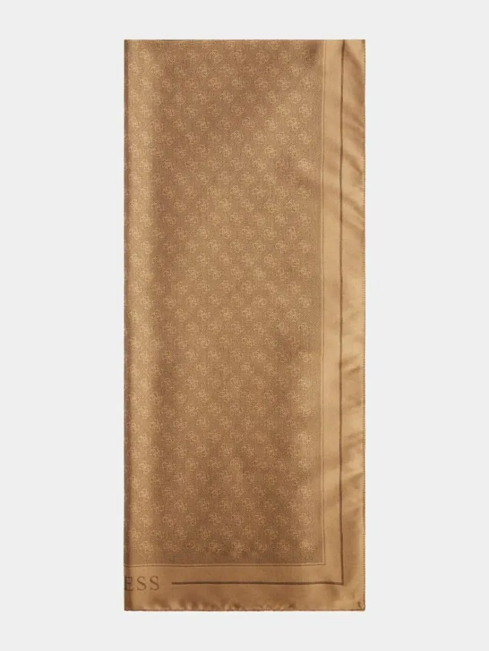 Men Vezzola 4g Logo Scarf Brown Multi Guess Scarves Hats Gloves