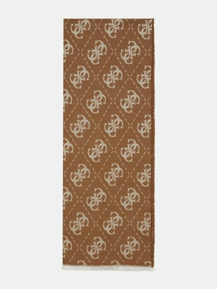 Men Vezzola 4g Logo Scarf Caramel Guess Scarves Hats Gloves