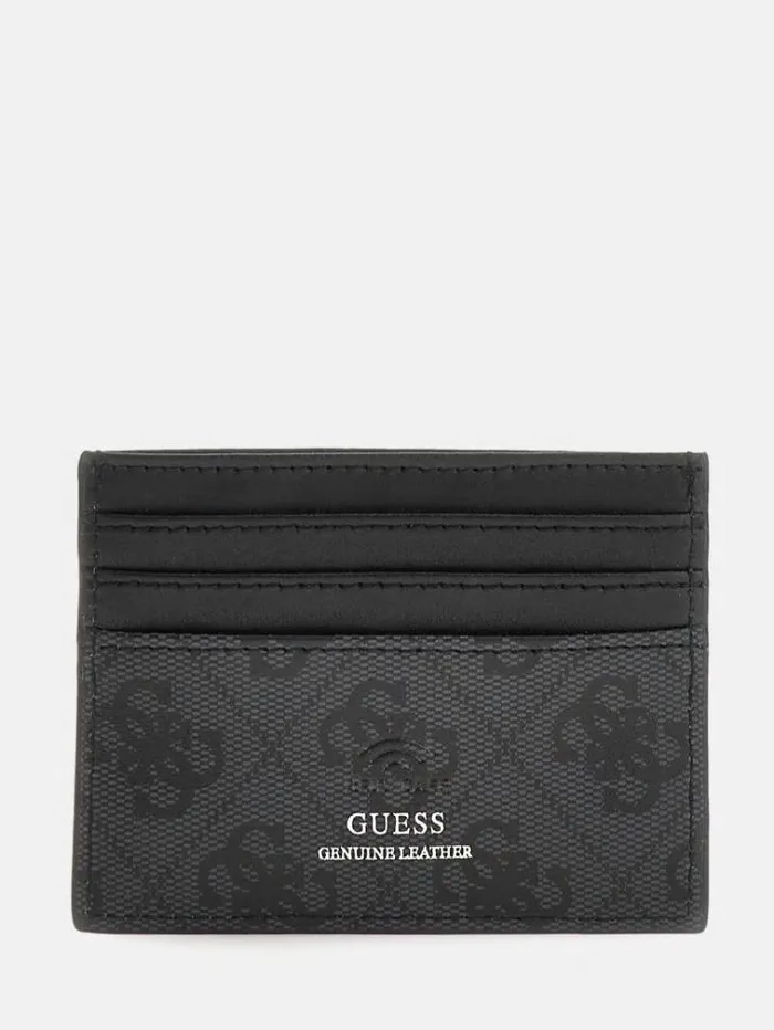 Men Vezzola Credit Card Holder Black Guess Wallets