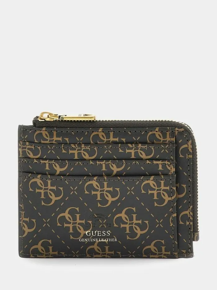 Men Vezzola Credit Card Holder Brown Multi Guess Wallets