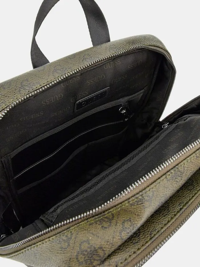 Men Vezzola Eco 4g Logo Backpack Green Multi Guess Backpacks And Bum Bags