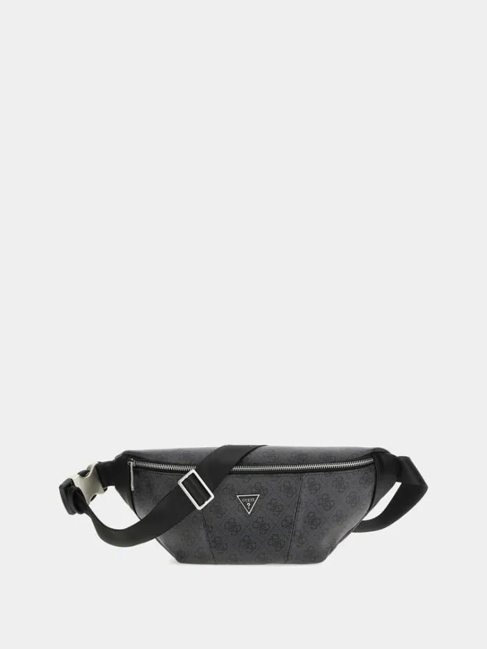 Men Vezzola Eco 4g Logo Belt Bag Black Guess Backpacks And Bum Bags