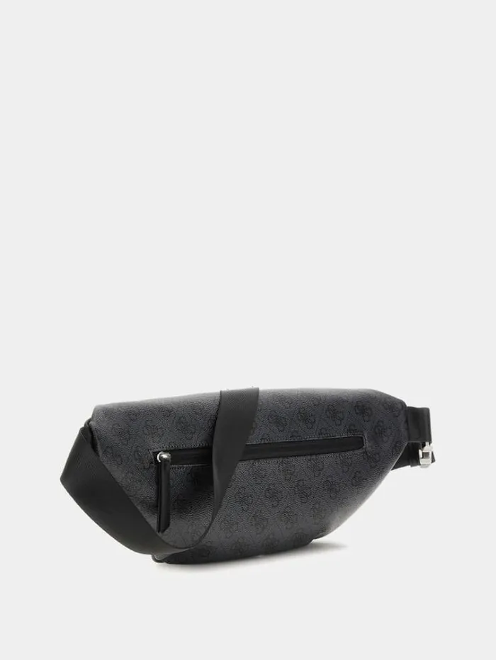 Men Vezzola Eco 4g Logo Belt Bag Black Guess Backpacks And Bum Bags