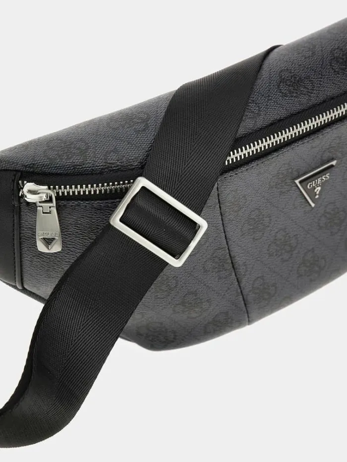 Men Vezzola Eco 4g Logo Belt Bag Black Guess Backpacks And Bum Bags
