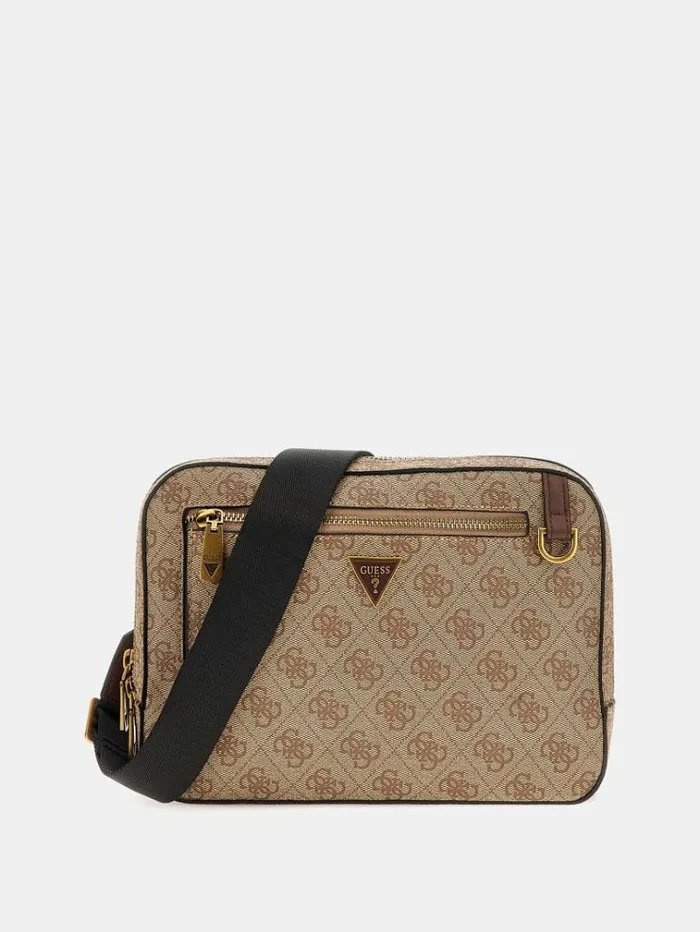 Men Vezzola Eco 4g Logo Crossbody Beige Guess City Bags