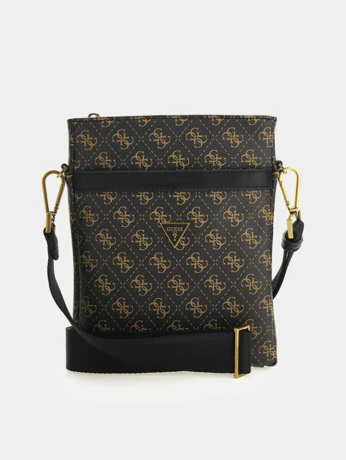 Men Vezzola Eco 4g Logo Crossbody Brown Multi Guess City Bags