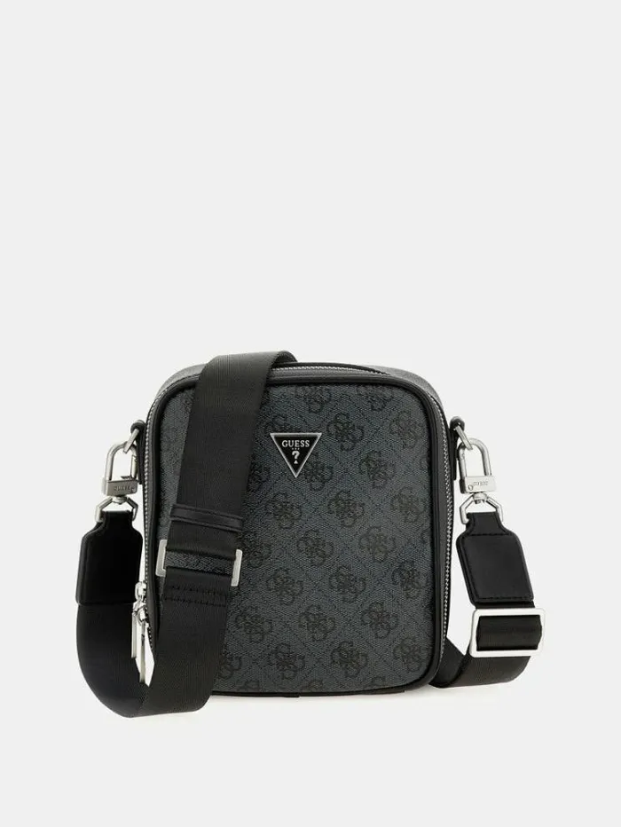 Men Vezzola Eco 4g Logo Mini Crossbody Black Guess City Bags