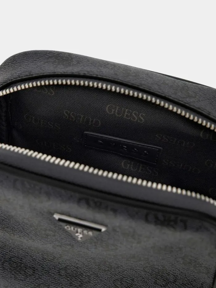Men Vezzola Eco 4g Logo Mini Crossbody Black Guess City Bags