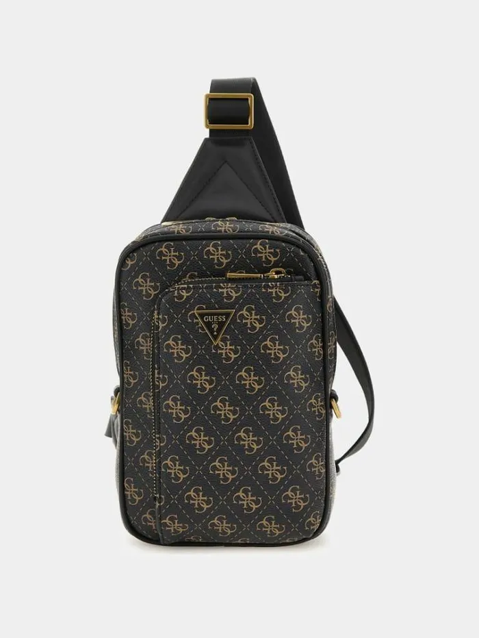 Men Vezzola Eco 4g Logo Mini Crossbody Brown Guess City Bags