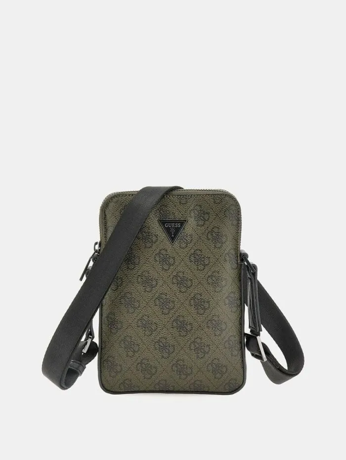 Men Vezzola Eco 4g Logo Mini Crossbody Green Multi Guess City Bags