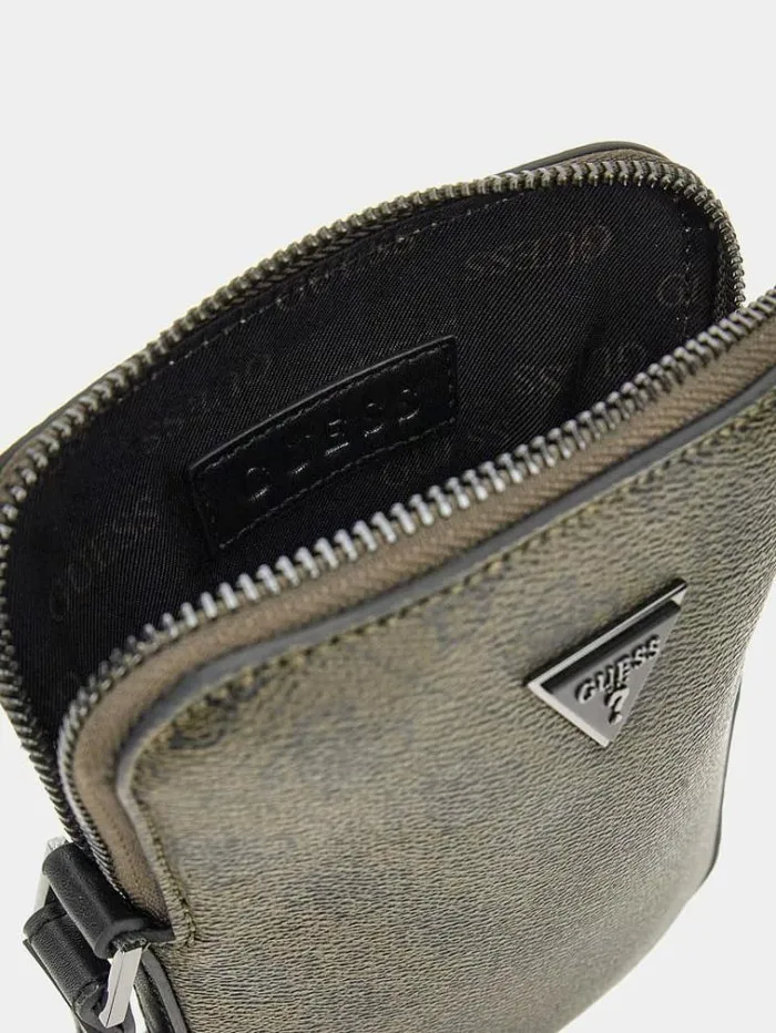 Men Vezzola Eco 4g Logo Mini Crossbody Green Multi Guess City Bags