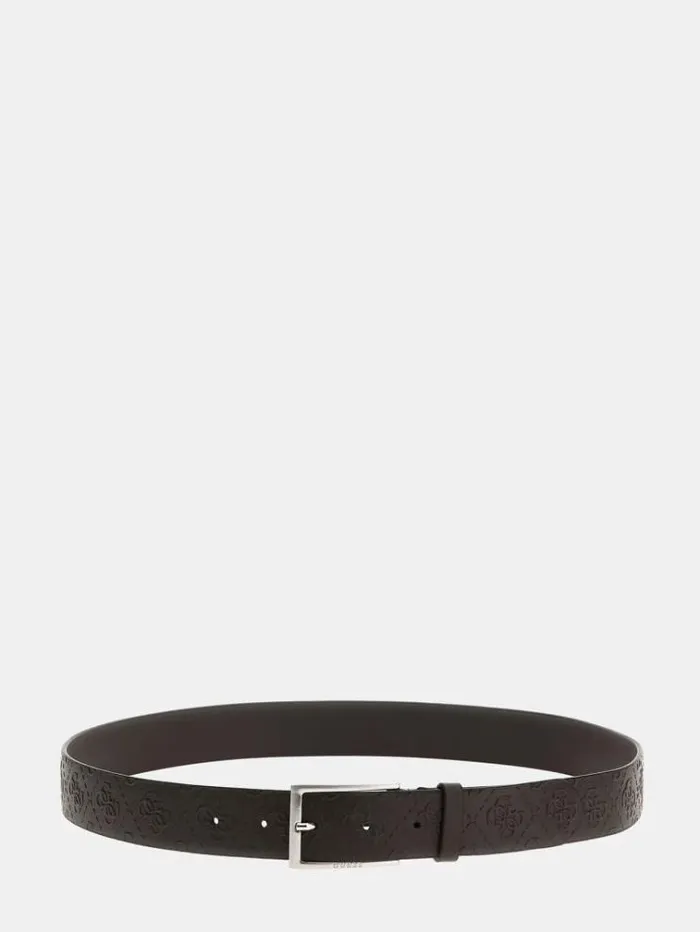 Men Vezzola Genuine Leather Belt Dark Brown Guess Belts