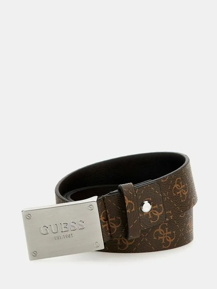 Men Vezzola Reversible 4g Logo Belt Brown Guess Belts