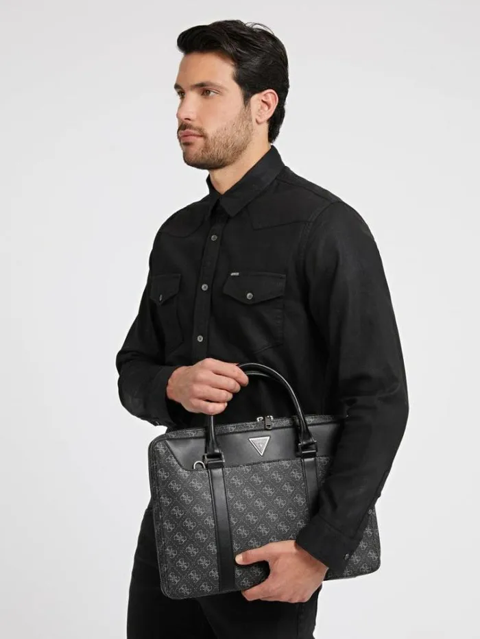 Men Vezzola Smart 4g Logo Bag Black Guess Messenger Bags